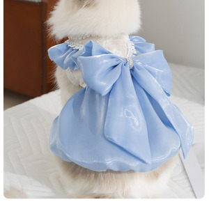 Venta al por mayor de fábrica OEM ODM: Ropa de falda de encaje con perlas y diamantes de imitación de alta calidad para gatos, ideal para boutiques de marcas de moda. - Product Image 3