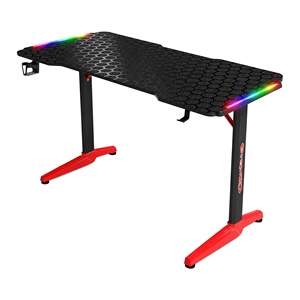 Escritorio Ergonómico para Juegos RGB, Escritorio para Computadora de Fibra de Carbono, Mesa para Jugadores en Forma de T con Soporte para Vasos y Gancho para Auriculares, Venta al por Mayor Personalizada - Product Image 1