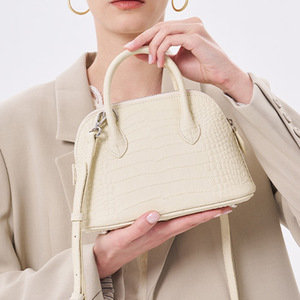 Sac en cuir véritable motif crocodile pour femme, grande capacité, sac à main de banlieue, sac à bandoulière zippé, sac de plage rétro, sac bowling - Product Image 3