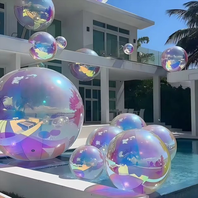 Big Shiny Silver Multi-Color Christmas Disco Mirror Ball Weather Resistant Commercial Center Events PVC Inflatable Sphere