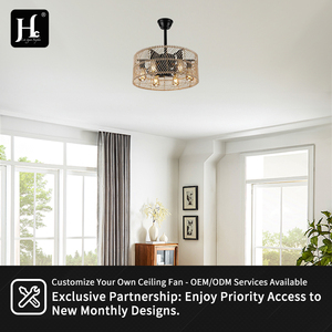 20-inch Chinese-style hemp rope ceiling fan light with rattan shade – hand-woven lamp for home and hotel décor - Product Image 5