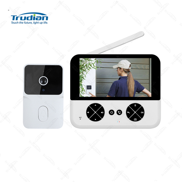 Smart Night Vision Wireless WiFi Battery Charging Video Door Phone Ring Doorbell with 4.3" TFT LCD Display No Wire