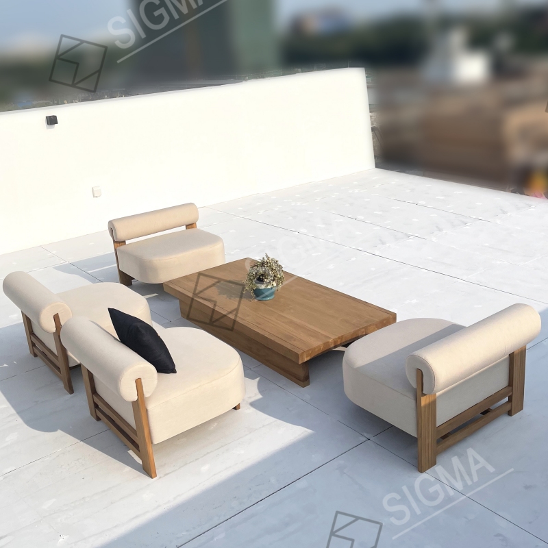 Luxury Outdoor Garden Patio Furniture Modern hotel Teak Wood Lounge Sofa Set High quality Sectional garden Sofa