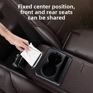 Consola Central Multifuncional de Cuero PU para Auto con Caja de Almacenamiento, Portavasos y Bolsa para Pañuelos - Product Image 4