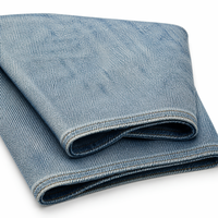 Tissu denim texturé perlé, effet vertical, 12,5 oz, bleu gris foncé, non extensible, tissage spécial 3D, 74% coton, 16% polyester, 49/50 pouces