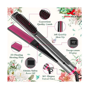 FENGFLY ABS Oil Infused Heated <b>Hair</b> <b>Straightener</b> Brush with <b>Straightening</b> Comb 30s Fast Heating High Quality - Product Image 5