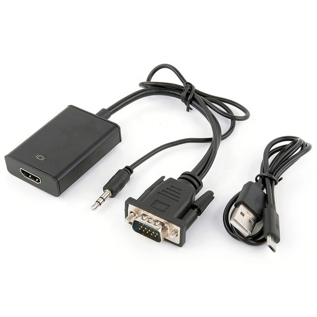 Good Quality 1080P Male to Female Audio Input From VGA to HDMI Output Video Converter Adapter Cable with Audio Usb Power Supply
