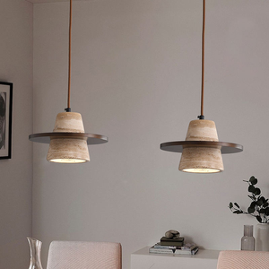 Lampe suspendue en pierre jaune pour hôtel, maison, gîte, décoration <span class=keywords><strong>de</strong></span> salle à manger, lampe suspendue en travertin Wabi Sabi, restaurant, îlot <span class=keywords><strong>de</strong></span> cuisine - Product Image 5