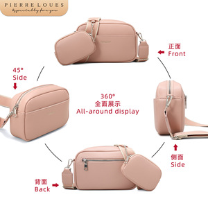 Bolso bandolera para mujer Pierre Loues 24x8x17 cm, gran capacidad, minimalista, con correa tejida ajustable. - Product Image 3