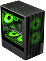 Micro ATX TG Glass Gaming Mid Tower Computer Case with 240mm Water Cooling Support Steel Construction Adjustable USB Ports
