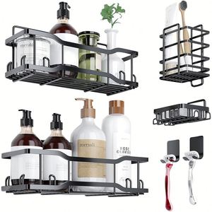 5 in 1 Gold Wall Mounted <b>Corner</b> Large Top 304 Metal Iron Shower Head Toilet Soap Rack Organizer <b>Bathroom</b> Rack Accessories - Product Image 6