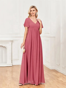 Usine de gros une ligne en mousseline de soie longues robes de <span class=keywords><strong>demoiselle</strong></span> <span class=keywords><strong>d</strong></span>'<span class=keywords><strong>honneur</strong></span> en stock pour une <span class=keywords><strong>livraison</strong></span> <span class=keywords><strong>rapide</strong></span> - Product Image 3
