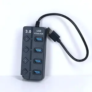 4 Port USB Hub 3.0 Power Charging and Splitter Power Adapter with Switch for MacBook Laptop PC Tablet