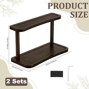 Étagère de rangement en bois à deux niveaux pour cosmétiques, bijoux, organiseur de bureau, présentoir à maquillage - Product Image 2