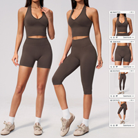 Conjunto Deportivo de 2 Piezas para Mujer, Top Halter con Tirantes, Leggings de Cintura Alta, Ropa de Yoga y Fitness, Elástica en 4 Direcciones