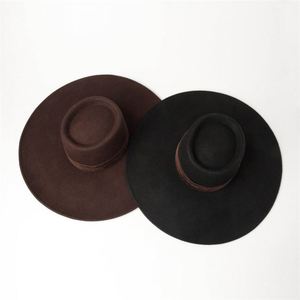 X1271 Chapeau britannique unisexe pour adulte en feutre de laine, décoré de velours, à calotte cintrée, à larges bords, style défilé, pour l'extérieur, toutes saisons - Product Image 2