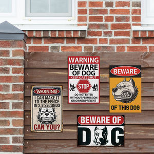 गर्म बिक्री अनुकूलित चेतावनी धातु टिन संकेत रेट्रो विंटेज शैली मजेदार सजावट के लिए कुत्ते धातु पोस्टर से सावधान रहें - Product Image 5