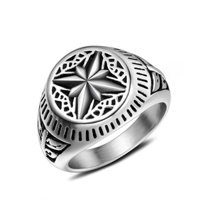 Men's <b>Titanium</b> Steel <b>Ring</b> Cross Pattern Ice Flower Design Fashion Jewelry Gift SA1048 - Product Image 5