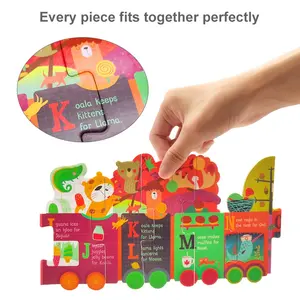 子供のためのホット販売不規則な形の動物のジグソーパズルのカスタムパズル箱の包装が付いている卸売のカスタムパズル
