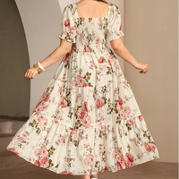 Robe longue plissée personnalisée pour femme, style décontracté d'été, coupe trapèze à volants, 100 % rayonne viscose, robe de plage maxi