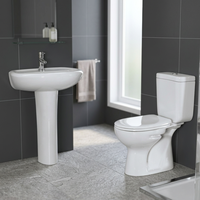 WC en céramique deux pièces à prix d'usine, style indien, double chasse, avec abattant en PP et lavabo sur piédestal