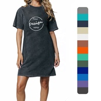 Robe t-shirt surdimensionnée décontractée personnalisée en jersey de coton délavé à l'acide col en O T-shirt long imprimé Robe t-shirt vierge design pour femmes