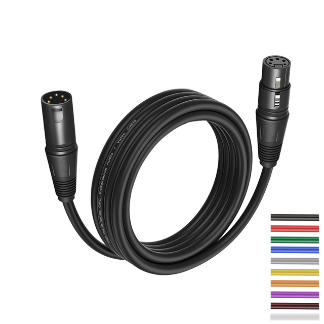 Factory Custom Length Professional OEM 5 Pin XLR Cable Male to Female OFC Audio Cable Shielded DMX Cable 5Pin for Speaker
