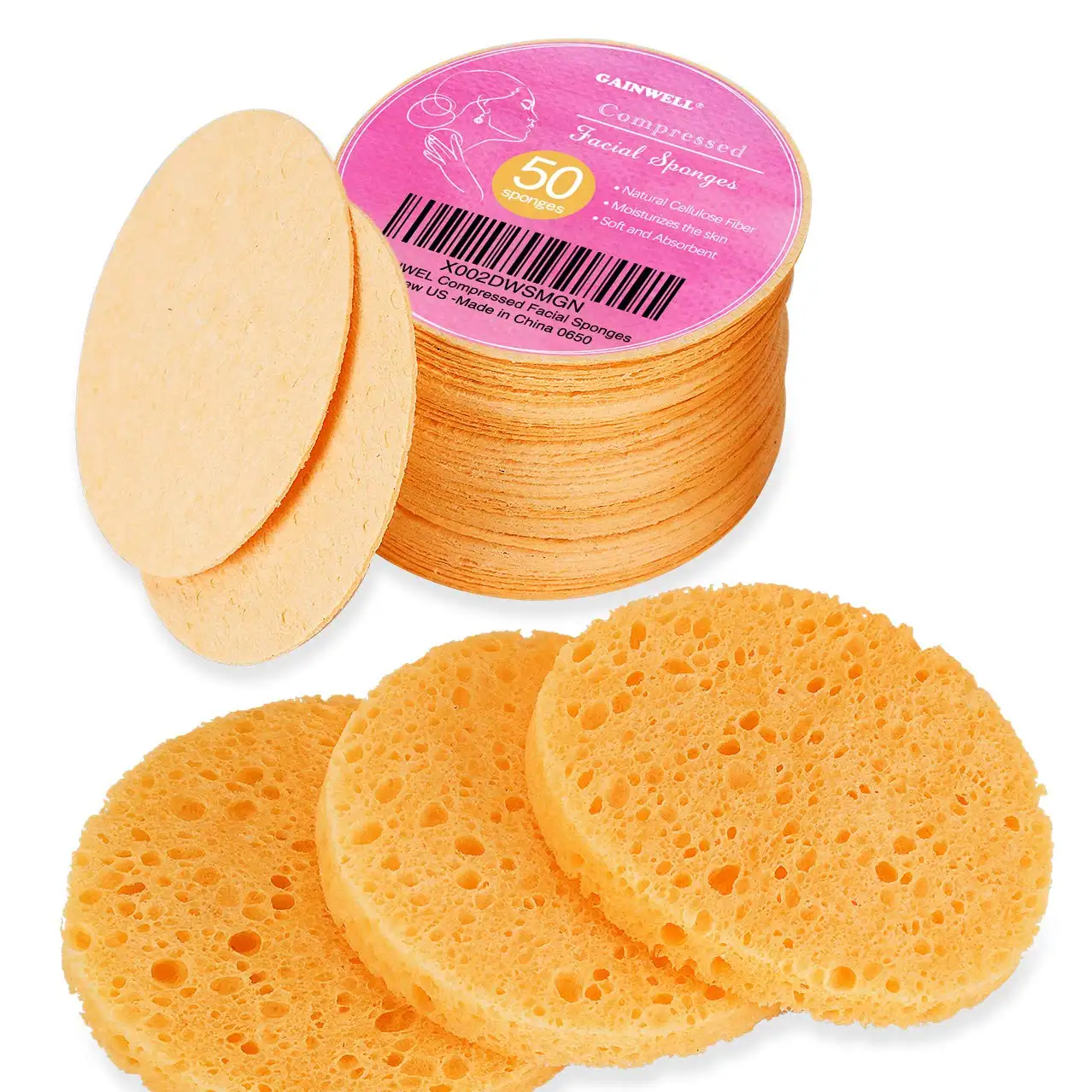 Eco-friendly Compressed wood pulp quick drying water absorption expansion rub bath make up remover puff sponge
