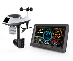 Station météo sans fil intérieure/extérieure 2023 FJ3390A avec écran LCD couleur, capteur professionnel de vitesse et de direction du vent - Product Image 1