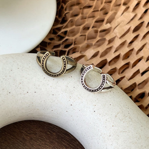 Wholesale - High Quality Minimalist <strong>Wedding</strong> Copper Open Ring <strong>Horseshoe</strong> Designs Unique Silver Plated Western Cowboy Style Unisex - Product Image 5