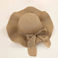 Femmes grandes dames pliable pliable disquette été plage paille chapeau de soleil large bord Cowboy Style pour l'extérieur et les voyages