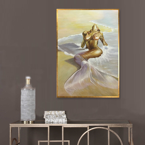 Peint à la main élégante femme allongée nue <span class=keywords><strong>sur</strong></span> la plage paysage peinture à l'huile <span class=keywords><strong>sur</strong></span> toile pour chambre nu Portrait décor peinture - Product Image 2