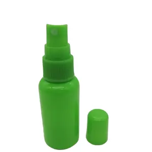 جديد تصميم 30 مللي الأخضر الحيوانات الأليفة زجاجة من البلاستيك مزودة بصمام من السيليكون 20/410 رشاش رذاذ رقيق و اغطية دائرية