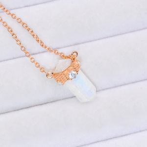 תליון זהב 925 טיפת כסף סטרלינג עם שרשרת קריסטלים זהב ורד - Product Image 2