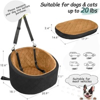 Siège de voiture portable rond pour chien avec laisse de sécurité, siège de voiture lavable pour petits chiens
