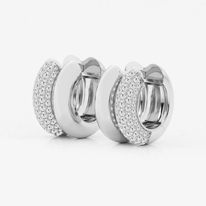 Pendientes de doble aro con diamantes cultivados en laboratorio, 1 quilate, de alto brillo, para mujer, elegantes, brillantes, joyería fina, minimalista, de lujo - Product Image 3