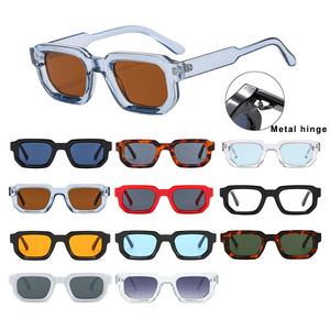 Occhiali <span class=keywords><strong>da</strong></span> Sole Rettangolari Trendy, Montatura Spessa Quadrata Retrò, Stile Hipster, Logo Personalizzato, <span class=keywords><strong>Lenti</strong></span> <span class=keywords><strong>Sfumate</strong></span> con Protezione UV - Product Image 2
