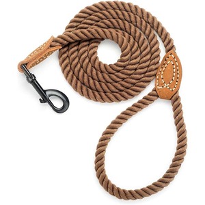 Vente chaude tressé coton corde laisse avec pointe en cuir 4 pieds fermoir en métal robuste mariage chien laisse pour chiens de taille moyenne - Product Image 1