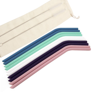 Bán buôn ưa thích lớn đôi nước trái cây rơm sinh thái thân thiện gấp ráp tái sử dụng Silicone uống rơm - Product Image 2