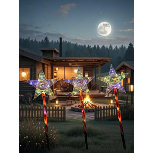 Nouvelle Lampe Solaire à Piquet en Forme d'Étoile pour Jardin, LED Extérieure Étanche, Décoration <span class=keywords><strong>de</strong></span> Cour, Patio, Pelouse, Lampe à Piquet <span class=keywords><strong>de</strong></span> Noël - Product Image 4