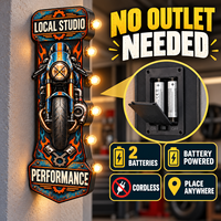 Enseigne LED personnalisée pour moto, style vintage, en métal, pour garage, atelier de motard, décoration murale