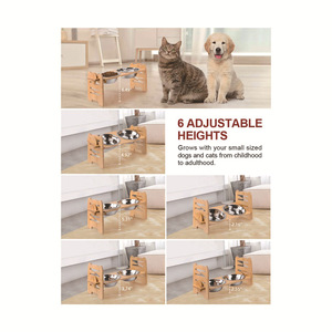Support de gamelle surélevé en bambou pour chats avec bol en acier inoxydable - Product Image 4
