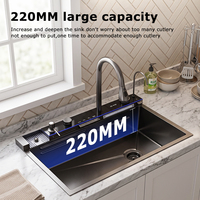 Évier de cuisine multifonctionnel 220 mm grande capacité avec robinet cascade cinq modes pour hôtels et restaurants – Approvisionnement direct usine
