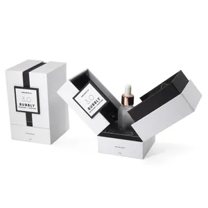 Caja de embalaje de perfume de doble puerta con logotipo personalizado de lujo aceite esencial Dubai Arabian Attar Vial caja de regalo con inserto de espuma para botella