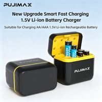 Chargeur de piles lithium-ion PUJIMAX 8 emplacements 1,5 V AA AAA, boîte de charge à emplacements indépendants pour piles rechargeables Li-ion domestiques