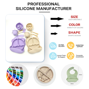 Bán buôn Silicone bé ăn đồ dùng Set mềm Spoon và Fork với núm vú BPA-free BIB/tấm/bát ăn đặt - Product Image 3