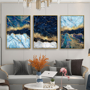 Decoración del Hogar, Impresión Artística Moderna <span class=keywords><strong>de</strong></span> Mármol con Vetas Azules y Doradas, Póster, Cuadro en Lienzo, Pintura Abstracta para Decoración <span class=keywords><strong>de</strong></span> Paredes - Product Image 6