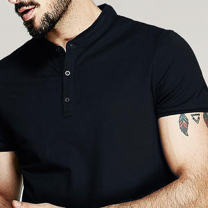 T-shirt Homme Coupe Droite en Twill Tricoté Teint en Fil Modal/Coton Séchage Rapide avec Motif Lettres et Boutons Manches Courtes – Vente en Gros - Product Image 4