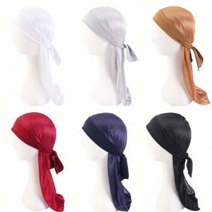 Durags en Soie Personnalisables à Faible MOQ avec Logo, Couleurs Unies, Longue Queue, Bandanas Extensibles – Vente en Gros - Product Image 2