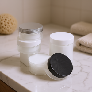 Tarros Cosméticos de Plástico Vacíos al por Mayor 100g-250g Transparentes con Tapa Blanca de Rosca Reciclables para Cremas de Cuidado de la Piel - Product Image 2